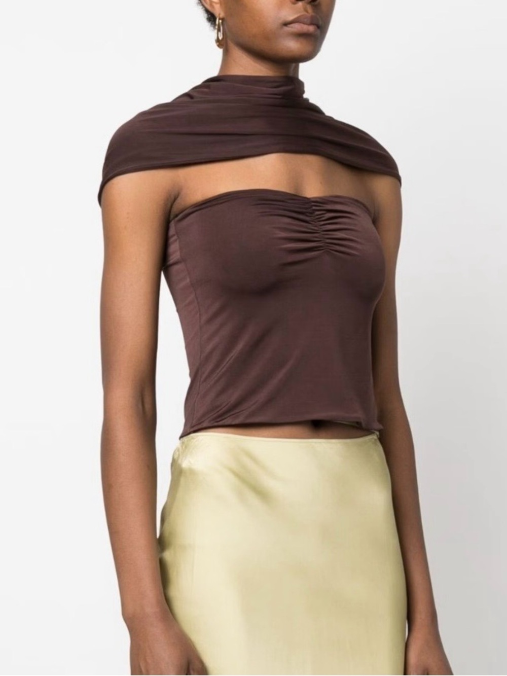 SIEDRES Brown Strapless Ruched Camisole